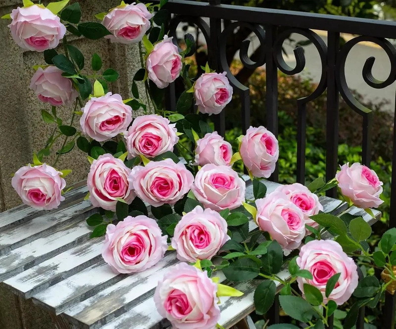 ENREDADERA DE ROSAS ARTIFICIALES 21 FLORES 170 CM - 3