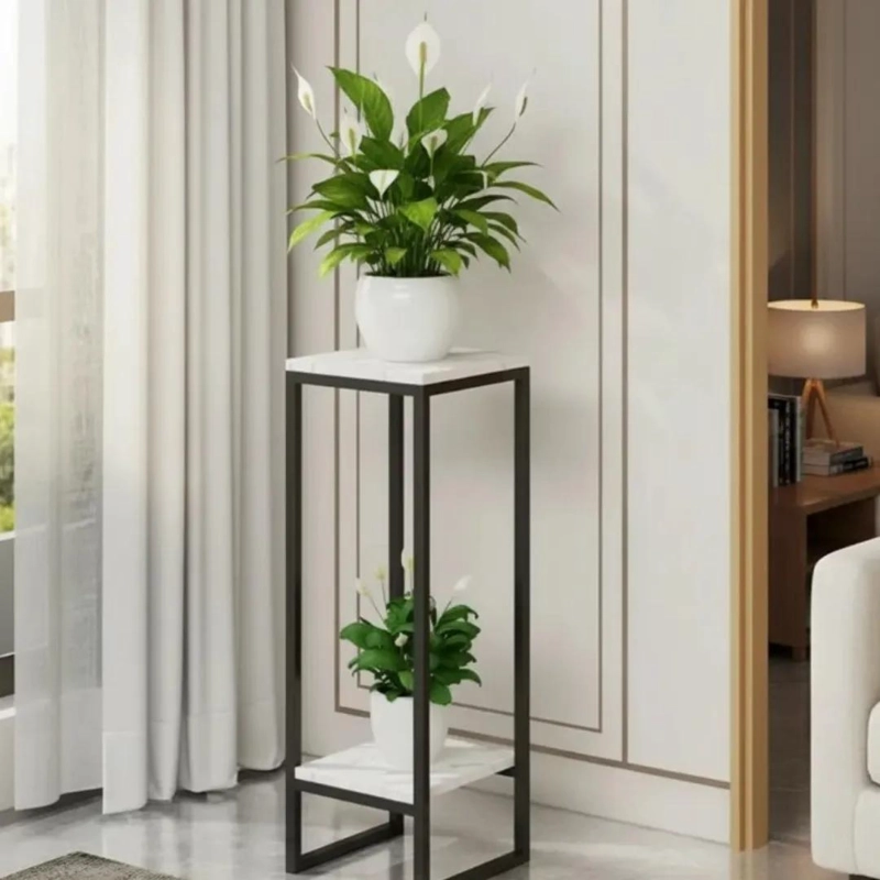 PEDESTAL METALICO DOBLE NIVEL PARA MACETAS MODERNO - 3