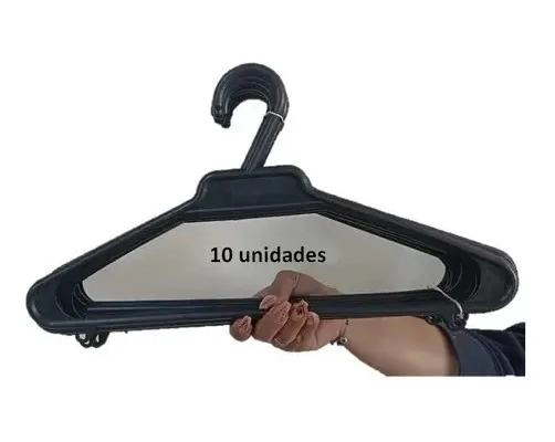 PACK DE 10 COLGADORES DE ROPA PLASTICO NEGRO 41.5 CM - 1