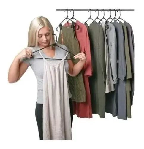 PACK DE 10 COLGADORES DE ROPA PLASTICO NEGRO 41.5 CM - 2