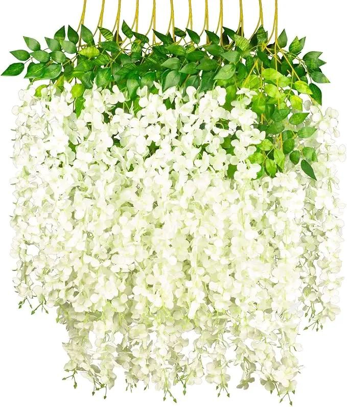 PACK DE 12 GUIRNALDAS COLGANTES DE FLORES ARTIFICIALES PARA DECORACION - 1
