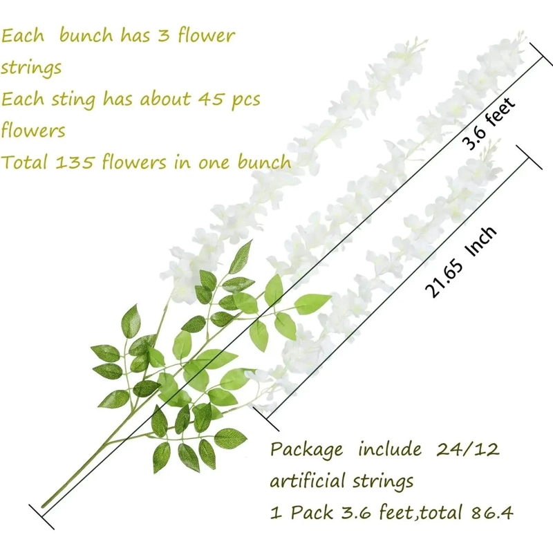 PACK DE 12 GUIRNALDAS COLGANTES DE FLORES ARTIFICIALES PARA DECORACION - 2