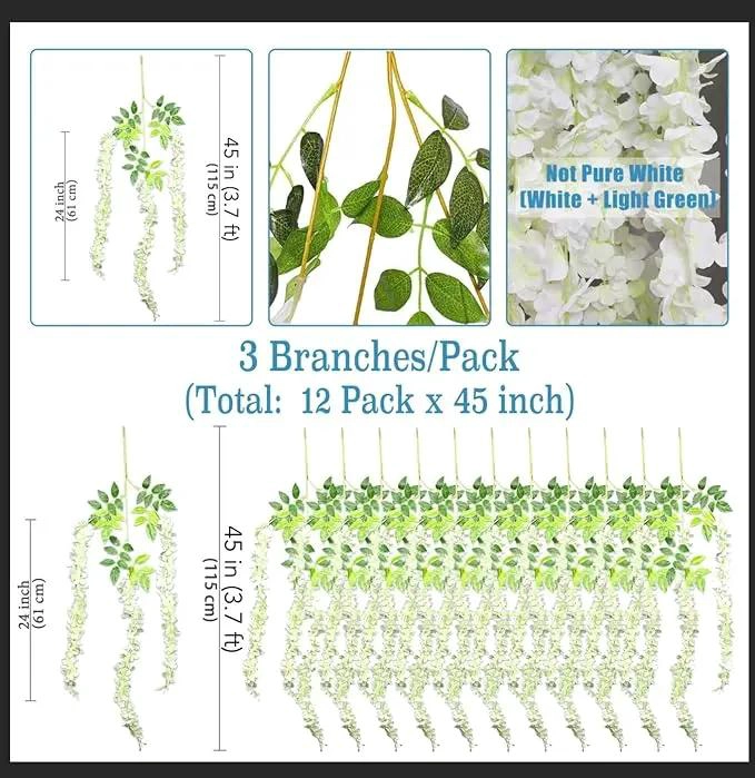 PACK DE 12 GUIRNALDAS COLGANTES DE FLORES ARTIFICIALES PARA DECORACION - 3