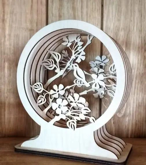 DECORACION DE MESA MULTICAPA EN MADERA PARA HOGAR U OFICINA - 1