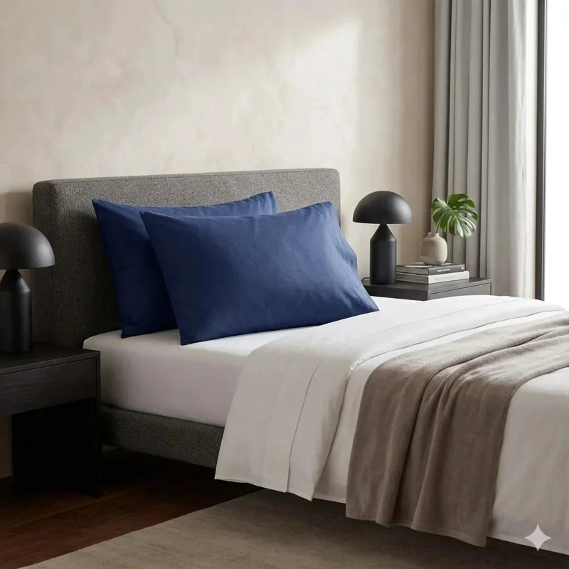 PACK DE DOS FUNDAS DE ALMOHADA RECTANGULARES AZUL 50X70CM - 2