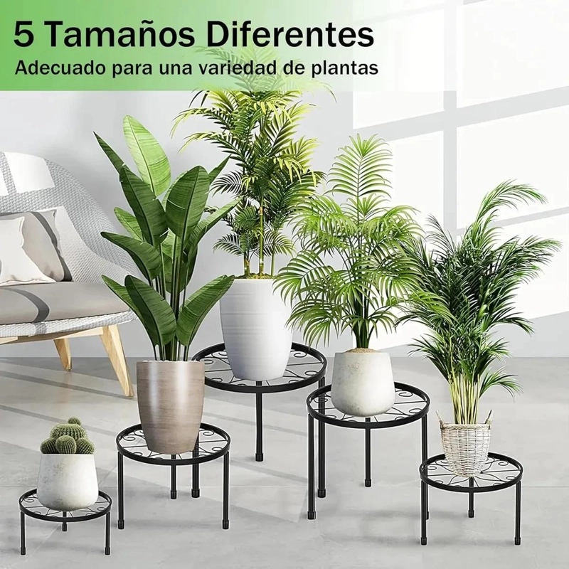 JUEGO DE 5 SOPORTES METALICOS PARA MACETAS DE JARDIN - 6