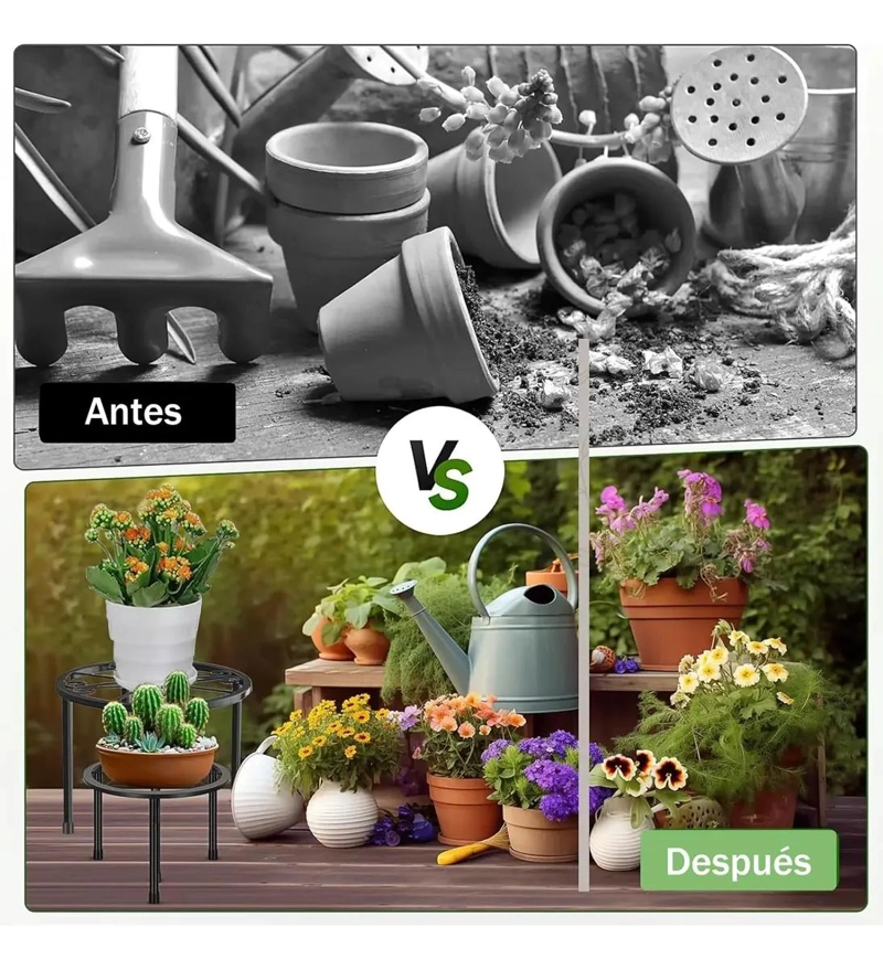 JUEGO DE 5 SOPORTES METALICOS PARA MACETAS DE JARDIN - 7