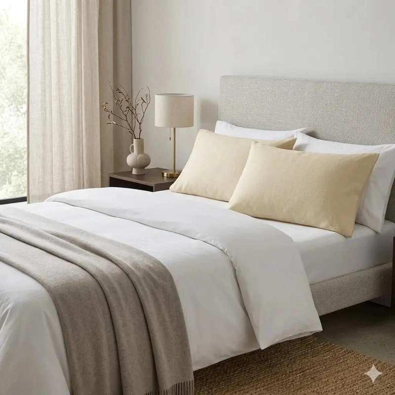 FUNDA DE ALMOHADA MICROFIBRA 50X70 CM PACK DE DOS BEIGE - 1