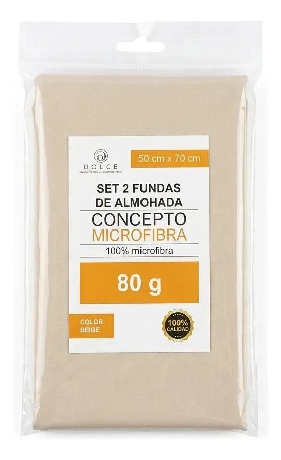 FUNDA DE ALMOHADA MICROFIBRA 50X70 CM PACK DE DOS BEIGE - 2