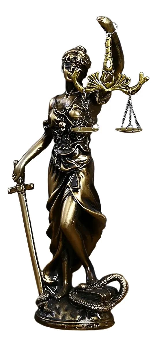ESTATUA DE LA DIOSA DE LA JUSTICIA EN RESINA CON ACABADO BRONCE DE 18 CM - 1
