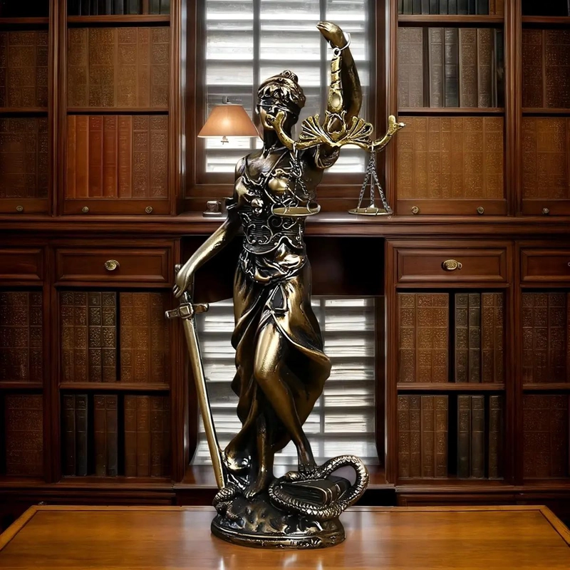 ESTATUA DE LA DIOSA DE LA JUSTICIA EN RESINA CON ACABADO BRONCE DE 18 CM - 3