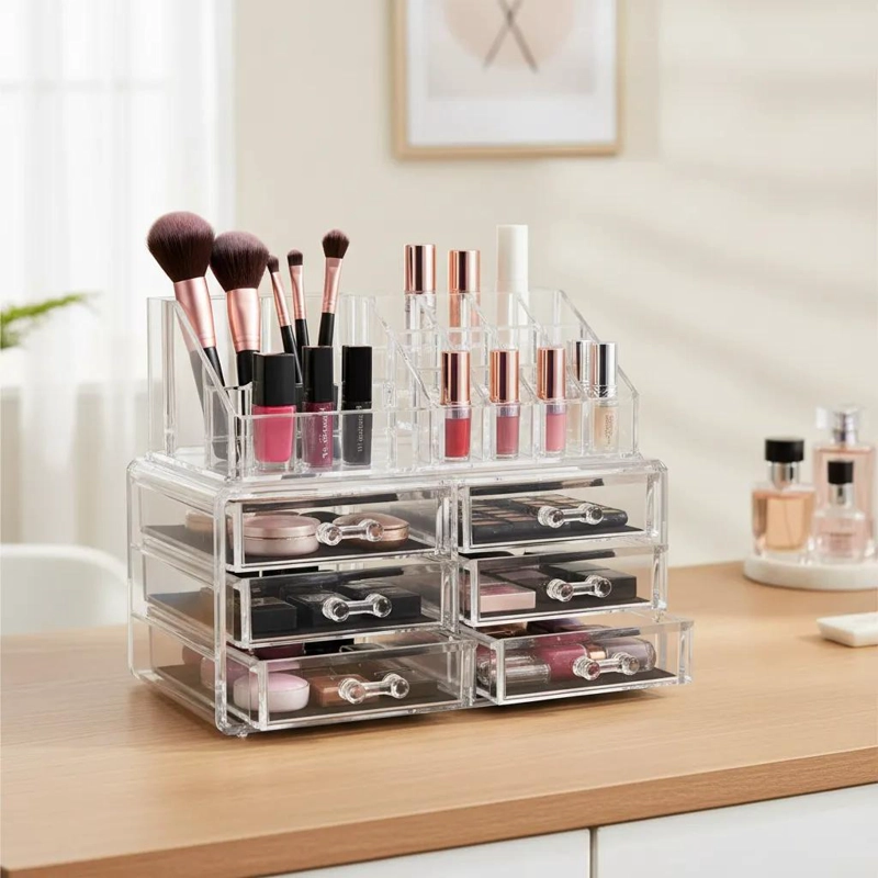 ORGANIZADOR ACRILICO PARA COSME TICOS Y JOYAS CON 6 CAJONES - 2