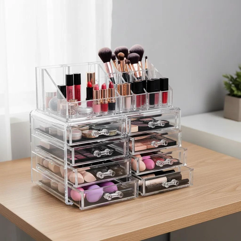 ORGANIZADOR ACRILICO PARA COSME TICOS Y JOYAS CON 6 CAJONES - 3
