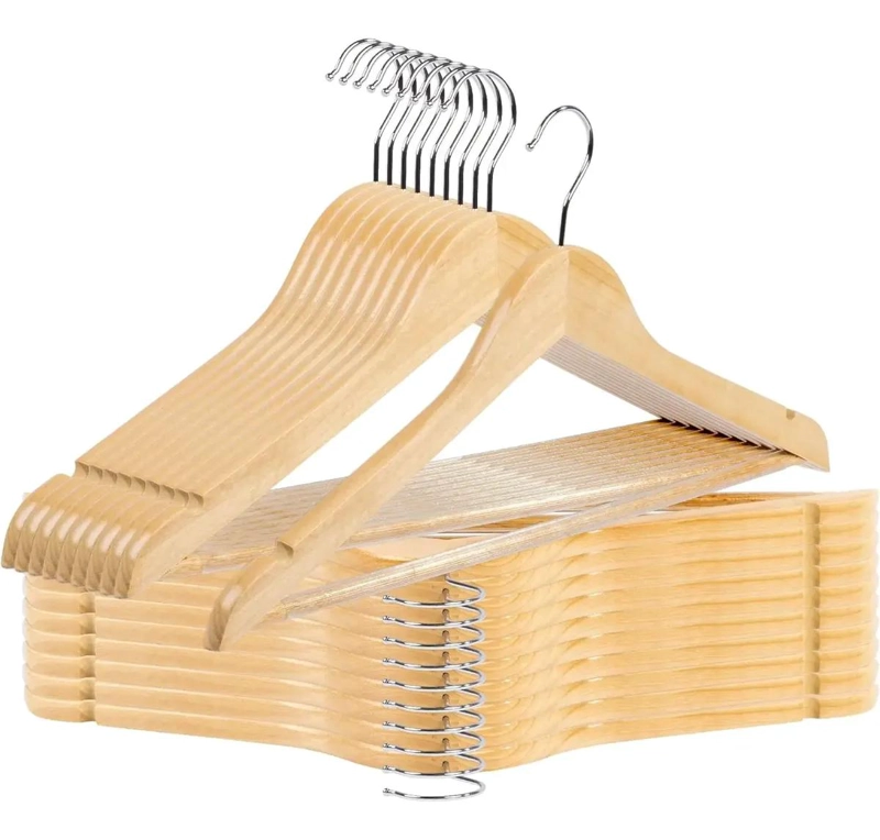 COLGADORES DE MADERA GIRATORIOS PARA ROPA PACK DE 20 UNIDADES - 1