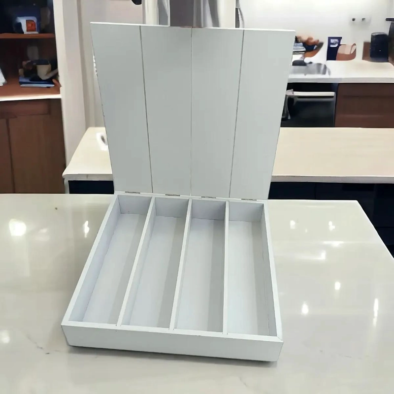 ORGANIZADOR DE CUBIERTOS CUADRADO CON TAPA DE MADERA - 5