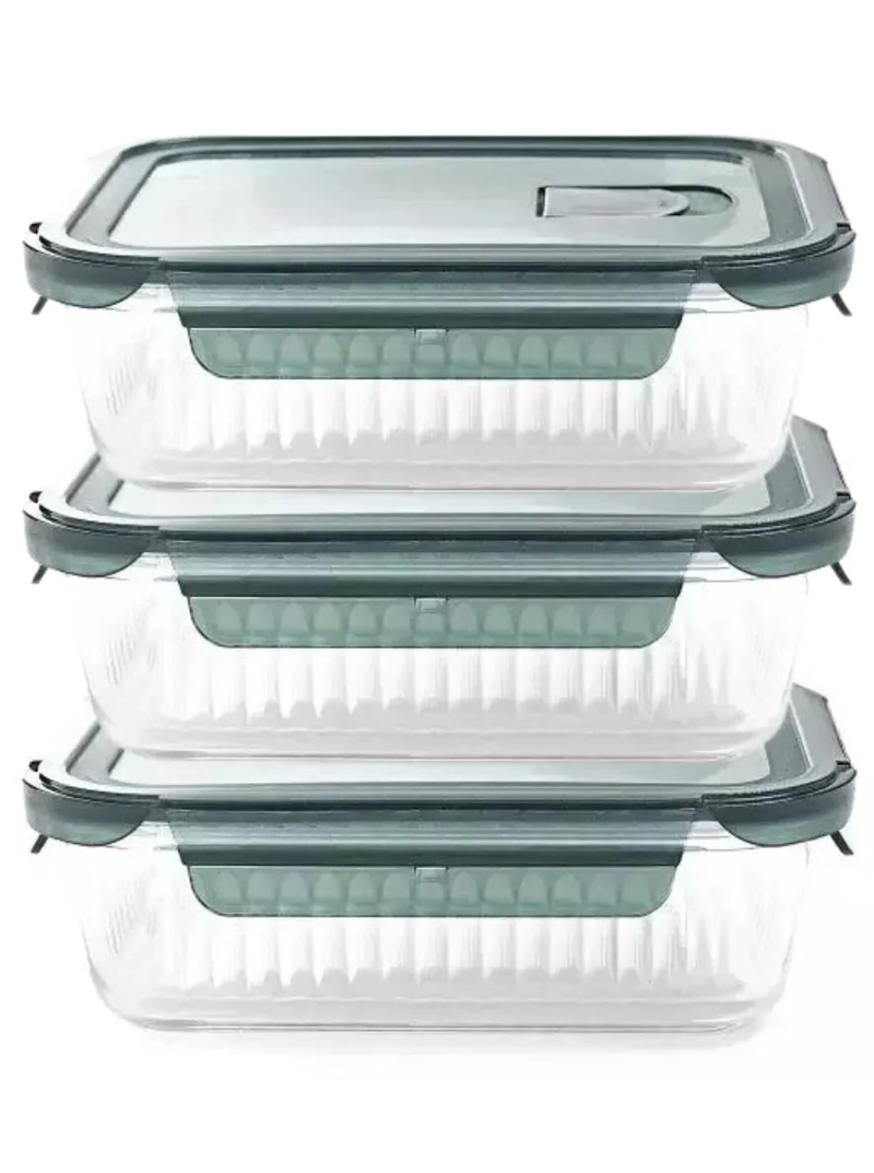 SET DE RECIPIENTES HERME TICOS DE VIDRIO PARA ALIMENTOS 1520ML - 1