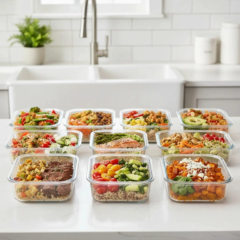 SET DE RECIPIENTES HERME TICOS DE VIDRIO PARA ALIMENTOS 1520ML - 10