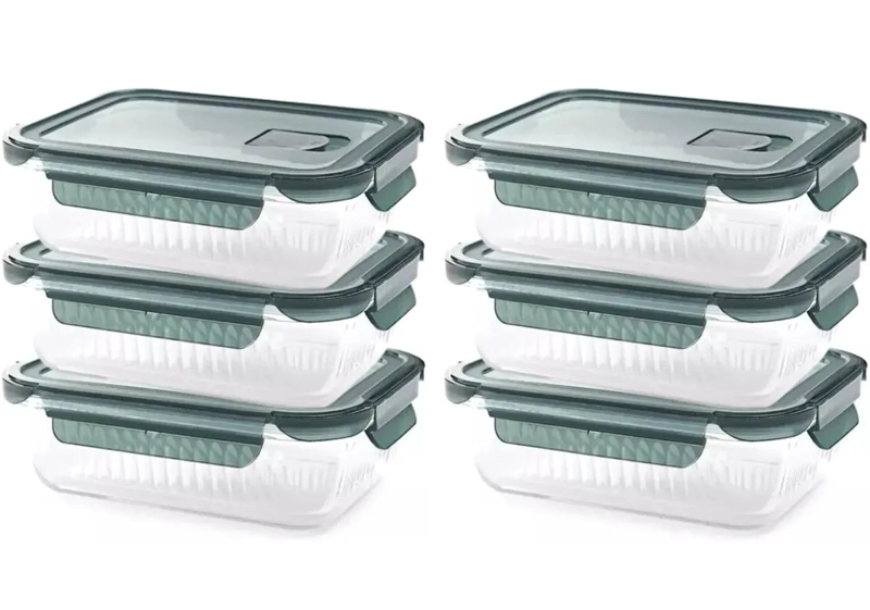 SET DE RECIPIENTES HERME TICOS DE VIDRIO PARA ALIMENTOS 1520ML - 2
