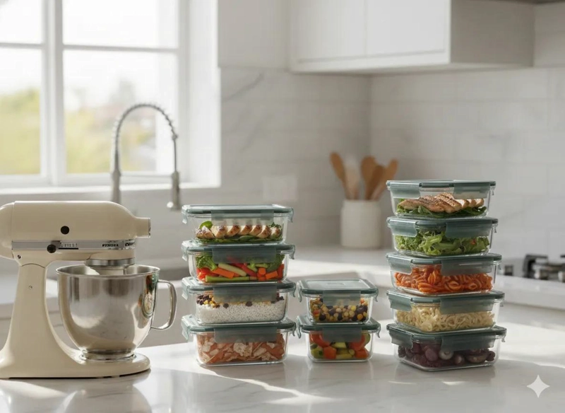 SET DE RECIPIENTES HERME TICOS DE VIDRIO PARA ALIMENTOS 1520ML - 5
