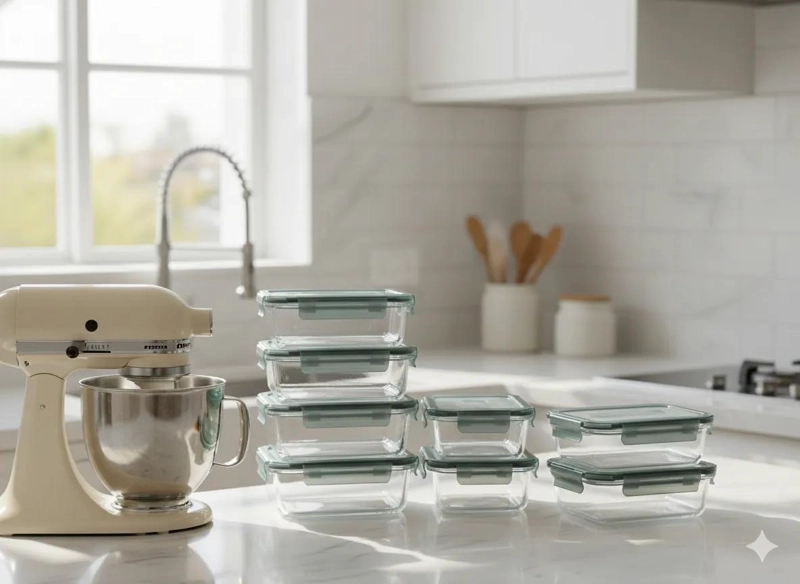 SET DE RECIPIENTES HERME TICOS DE VIDRIO PARA ALIMENTOS 1520ML - 6