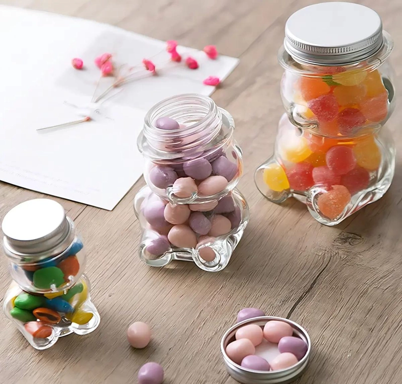 PACK DE 12 BOTELLAS DECORATIVAS DE VIDRIO EN FORMA DE OSITO - 1