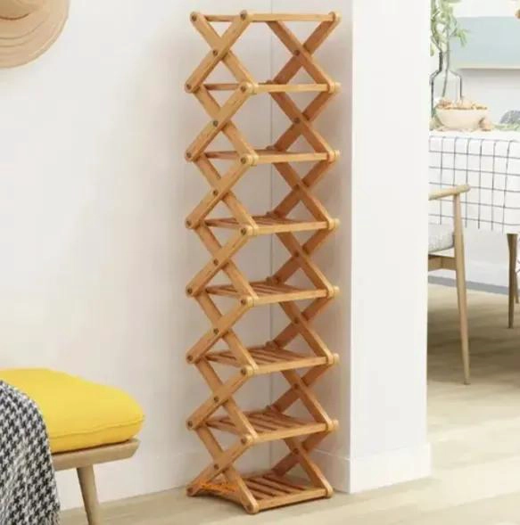 ZAPATERO PLEGABLE ORGANIZADOR DE BAMBU CON 8 NIVELES - 2
