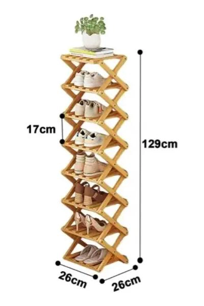 ZAPATERO PLEGABLE ORGANIZADOR DE BAMBU CON 8 NIVELES - 3