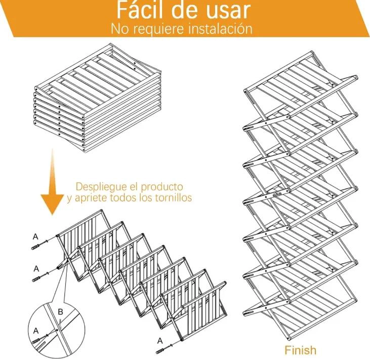 ZAPATERO PLEGABLE ORGANIZADOR DE BAMBU CON 8 NIVELES - 5