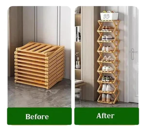 ZAPATERO PLEGABLE ORGANIZADOR DE BAMBU CON 8 NIVELES - 7
