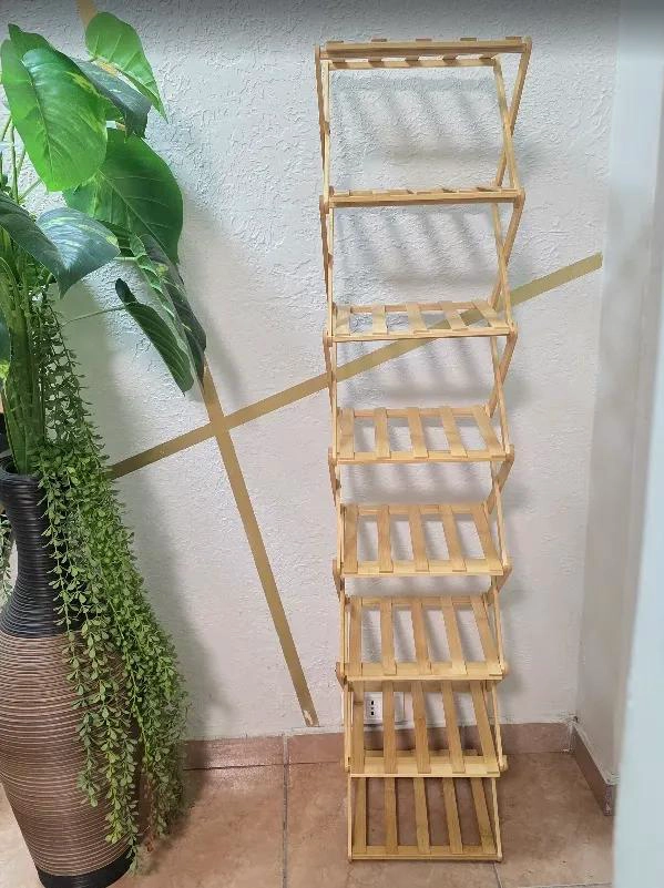 ZAPATERO PLEGABLE ORGANIZADOR DE BAMBU CON 8 NIVELES - 8