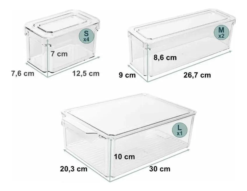 SET DE 7 CONTENEDORES ORGANIZADORES PARA REFRIGERADOR - 4