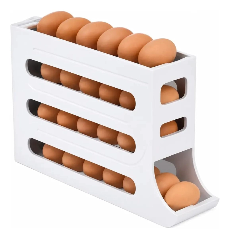 ORGANIZADOR DE HUEVOS APILABLE CON DISPENSADOR DE 4 NIVELES - 1