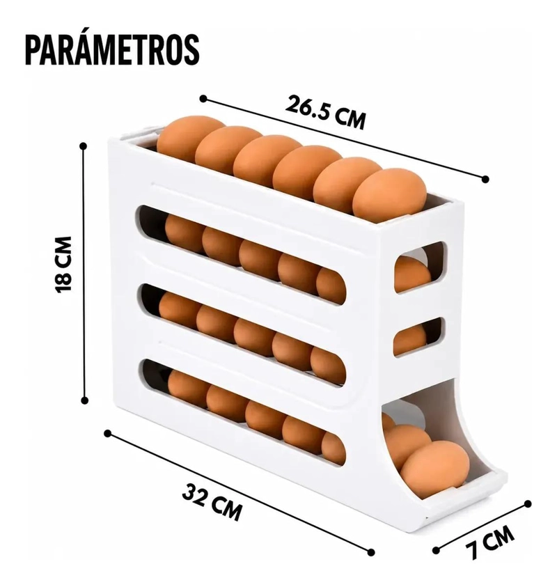 ORGANIZADOR DE HUEVOS APILABLE CON DISPENSADOR DE 4 NIVELES - 2