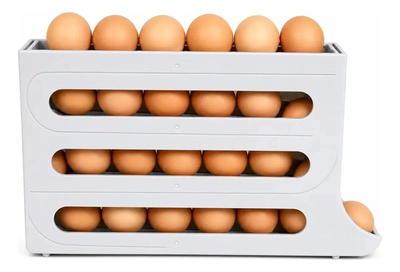 ORGANIZADOR DE HUEVOS APILABLE CON DISPENSADOR DE 4 NIVELES - 3