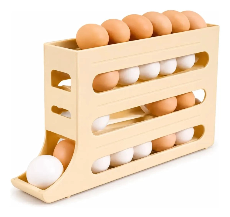 ORGANIZADOR DE HUEVOS APILABLE CON DISPENSADOR DE 4 NIVELES - 4