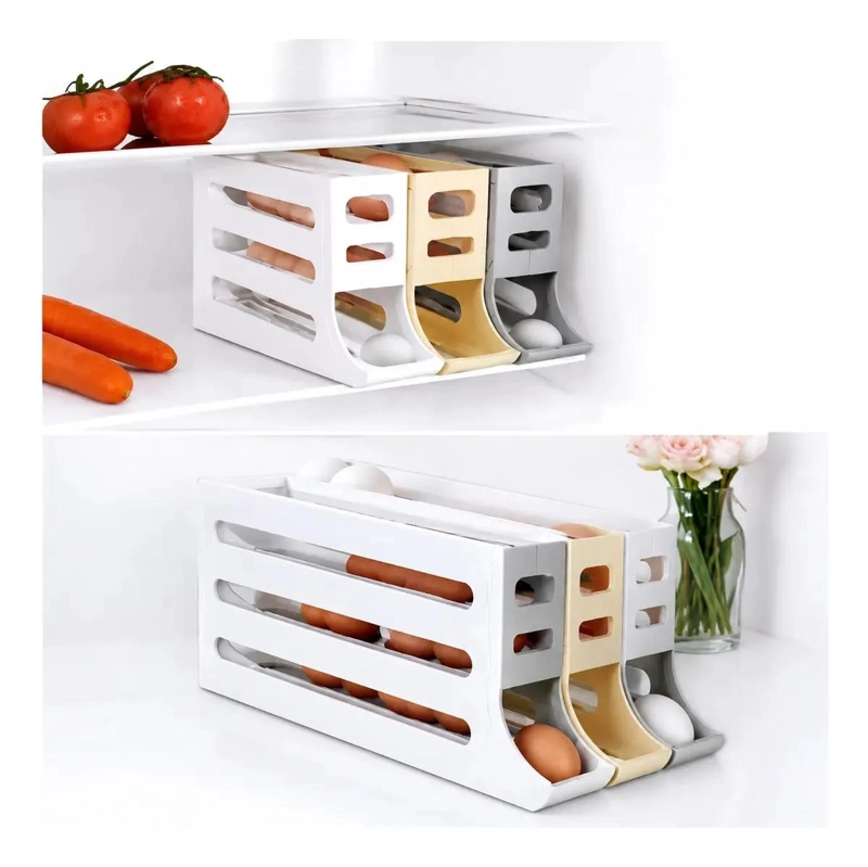 ORGANIZADOR DE HUEVOS APILABLE CON DISPENSADOR DE 4 NIVELES - 6