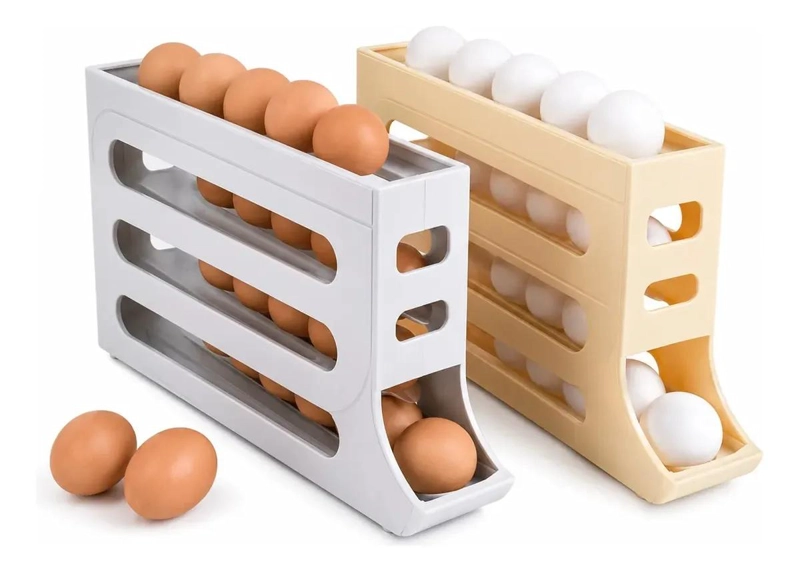 ORGANIZADOR DE HUEVOS APILABLE CON DISPENSADOR DE 4 NIVELES - 8