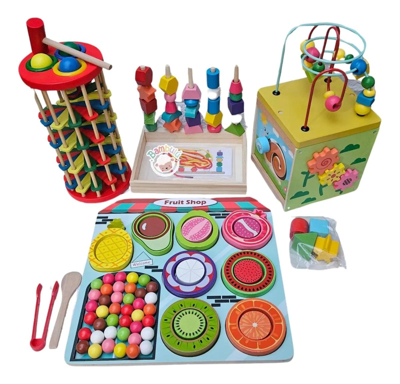 KIT DE JUGUETES DIDACTICOS DE MADERA PARA EL APRENDIZAJE INFANTIL - 1