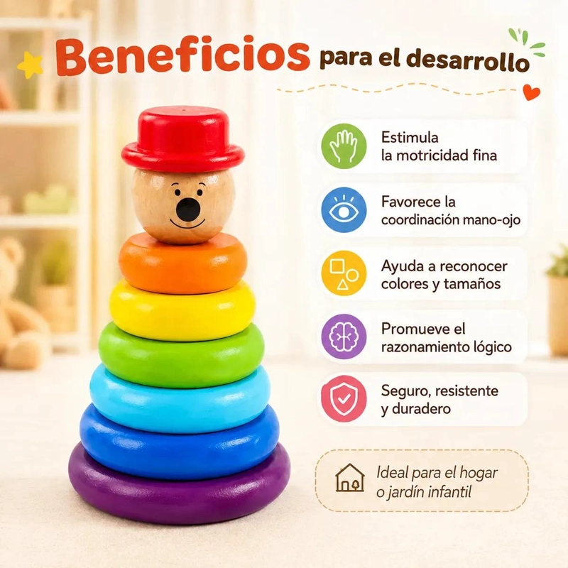 TORRE APILABLE DE MADERA PARA APRENDIZAJE INFANTIL - 3
