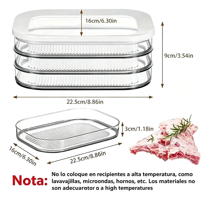 ORGANIZADOR APILABLE DE TRES NIVELES PARA ALIMENTOS EN REFRIGERADOR - 2