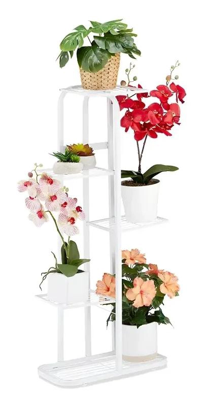 SOPORTE METALICO VERTICAL PARA 6 MACETAS EN JARDIN O BALCON - 1