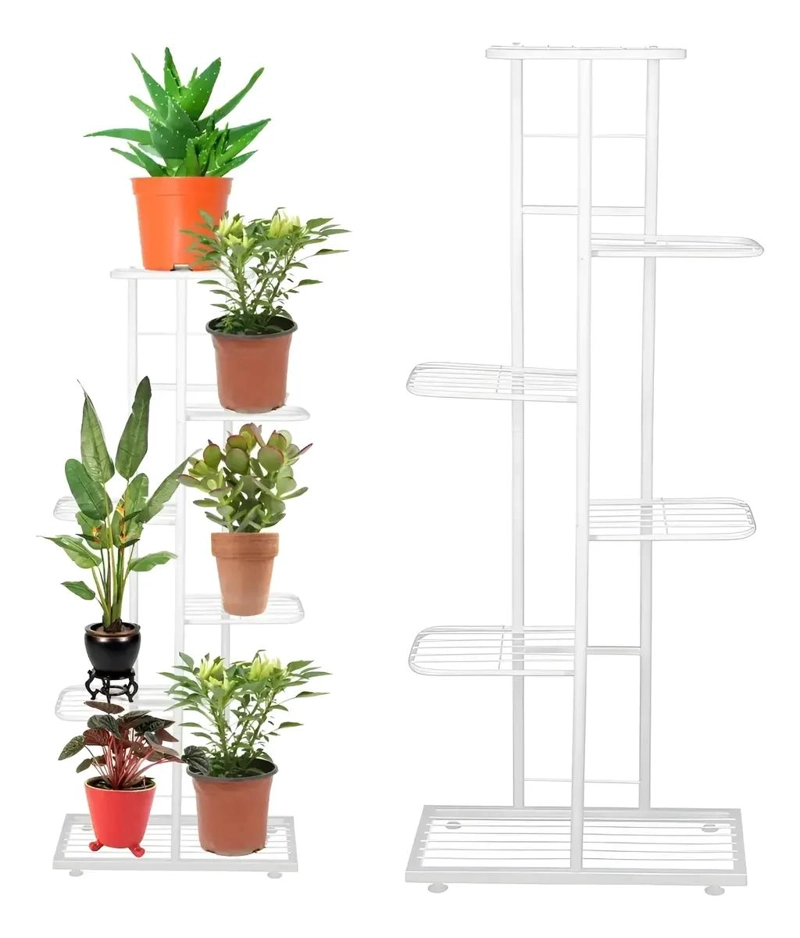SOPORTE METALICO VERTICAL PARA 6 MACETAS EN JARDIN O BALCON - 1