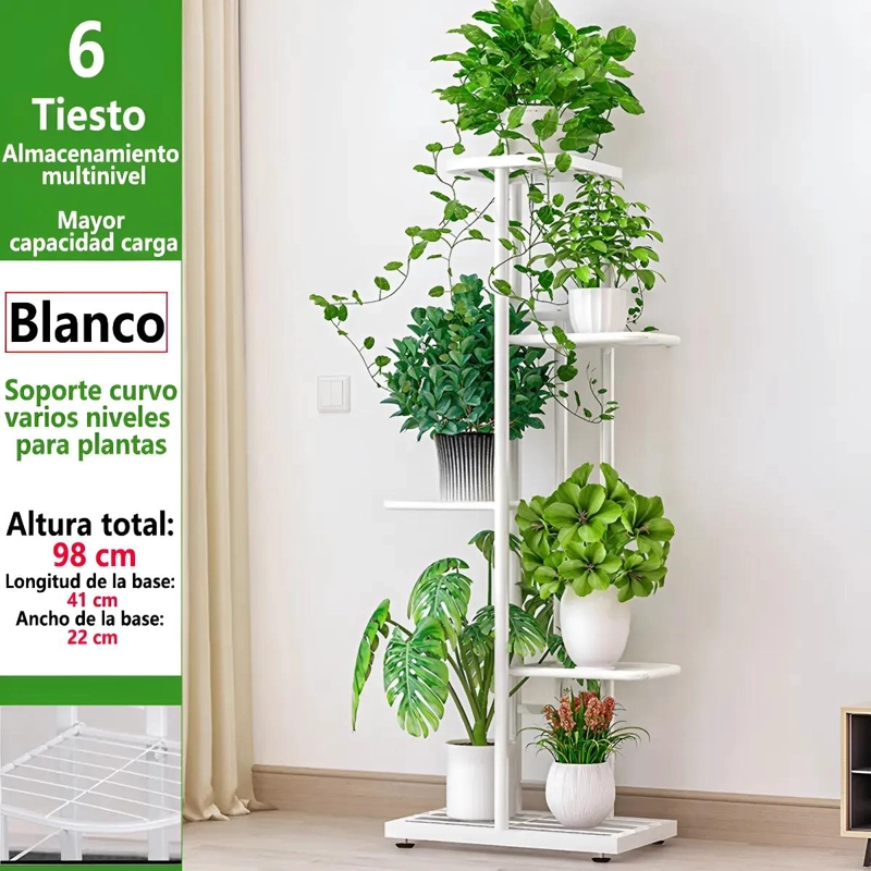 SOPORTE METALICO VERTICAL PARA 6 MACETAS EN JARDIN O BALCON - 2