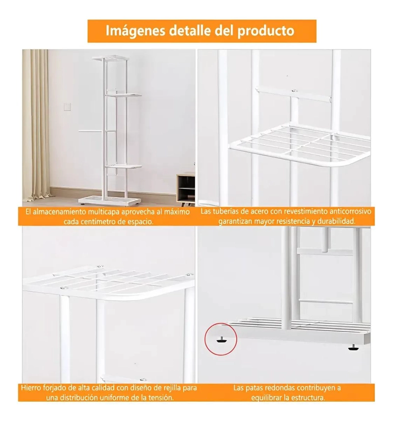 SOPORTE METALICO VERTICAL PARA 6 MACETAS EN JARDIN O BALCON - 7