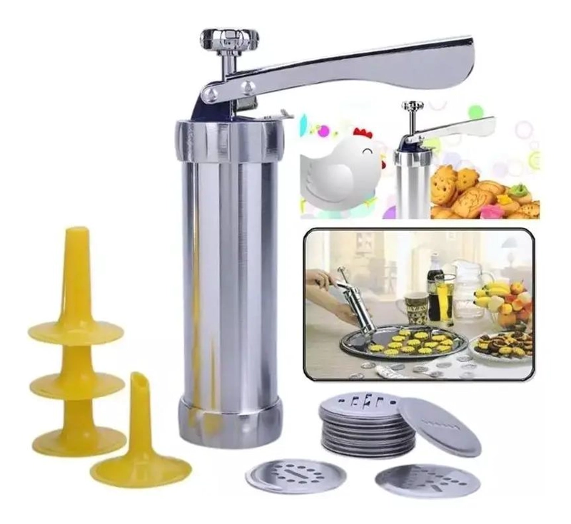PRENSA PARA HACER GALLETAS CON DISCOS INTERCAMBIABLES Y FORMADORES - 1