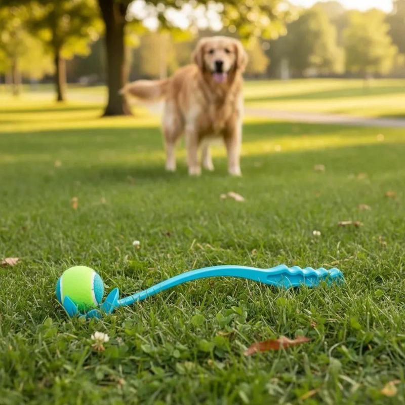 LANZADOR DE PELOTAS PARA MASCOTAS CON BOLA INCLUIDA - 5