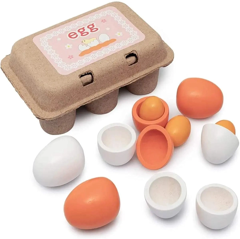 SET DE HUEVOS DE MADERA PARA JUEGO EDUCATIVO INFANTIL - 1