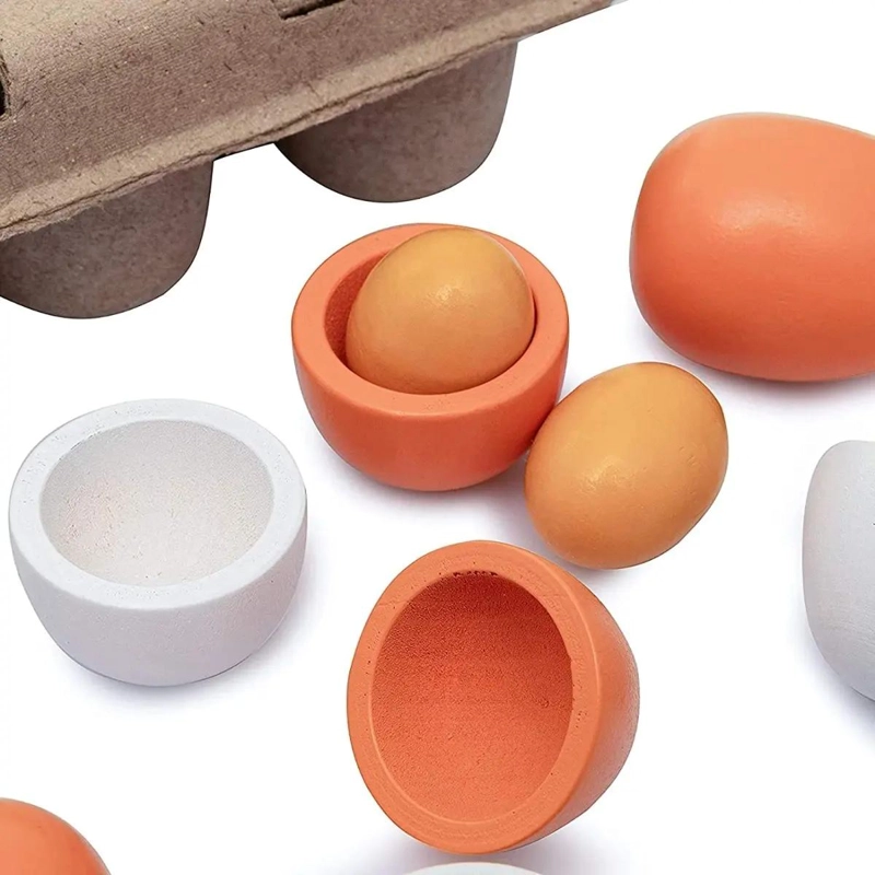 SET DE HUEVOS DE MADERA PARA JUEGO EDUCATIVO INFANTIL - 2