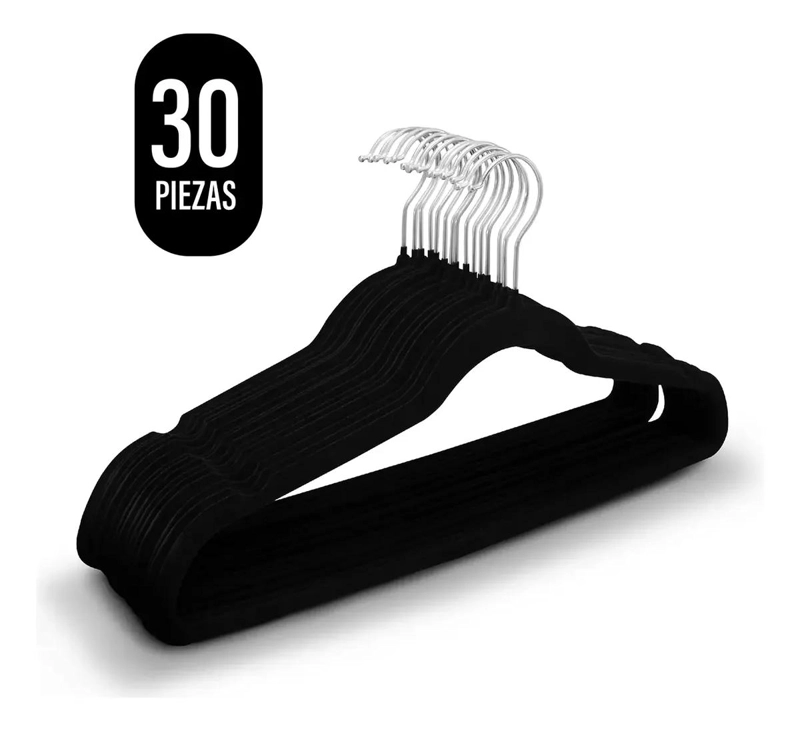 SET DE 30 GANCHOS COLGADORES DE ROPA TERCIOPELO ANTIDESLIZANTES - 2
