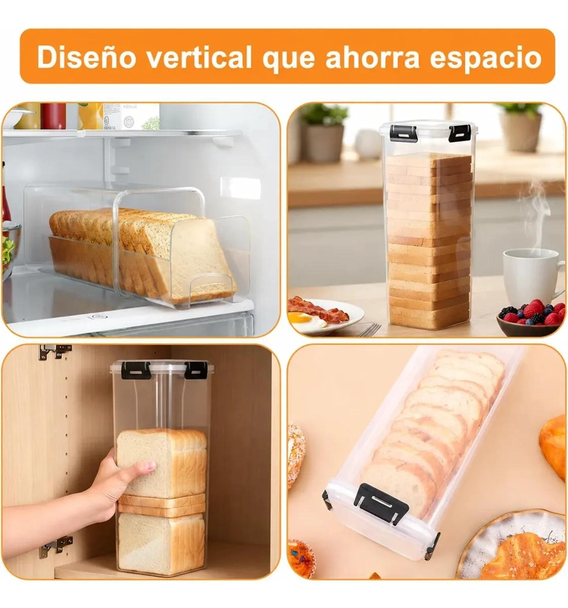 PACK DE 2 ORGANIZADORES HERME TICOS PARA PAN CON BANDEJA EXTRAIBLE - 3